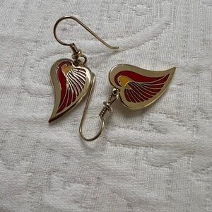 Vintage Laurel Burch Heart Dove Pierced Earrings